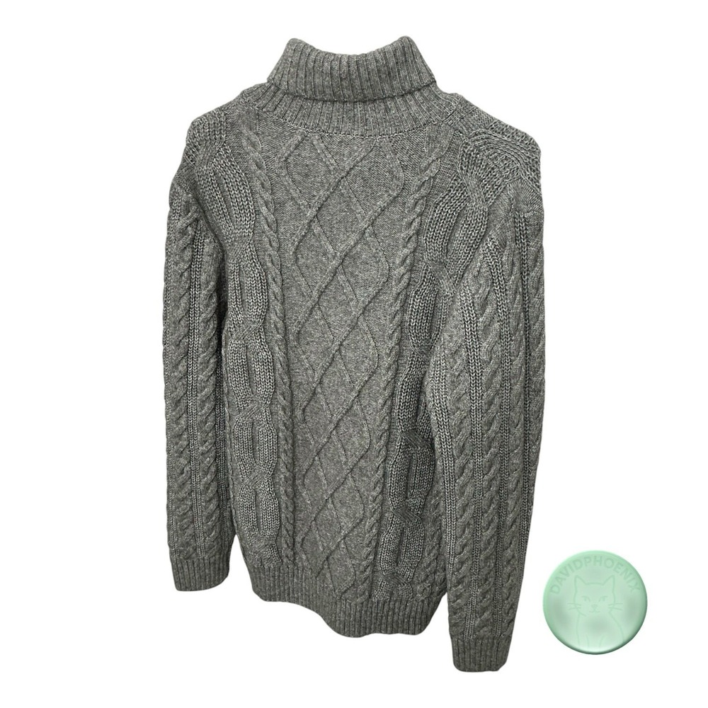 EXPRESS Cable Knit Turtleneck Sweater Gray Size M – Conscious Edit - Picture 3 of 9